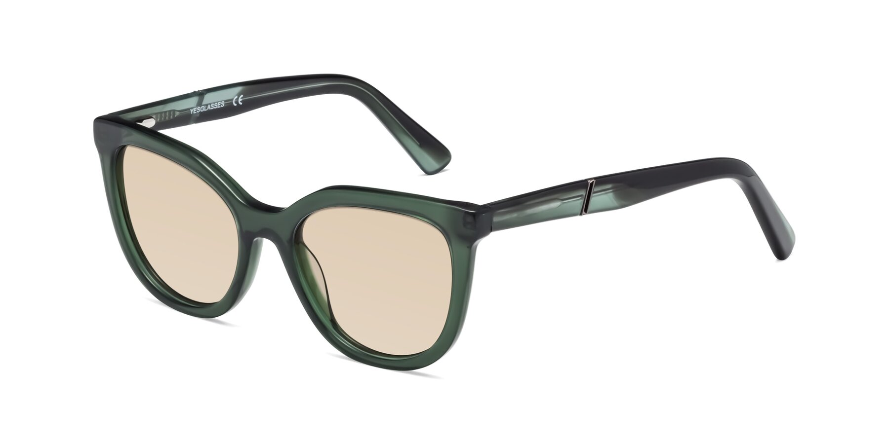Angle of 17287 in Translucent Green with Light Brown Tinted Lenses