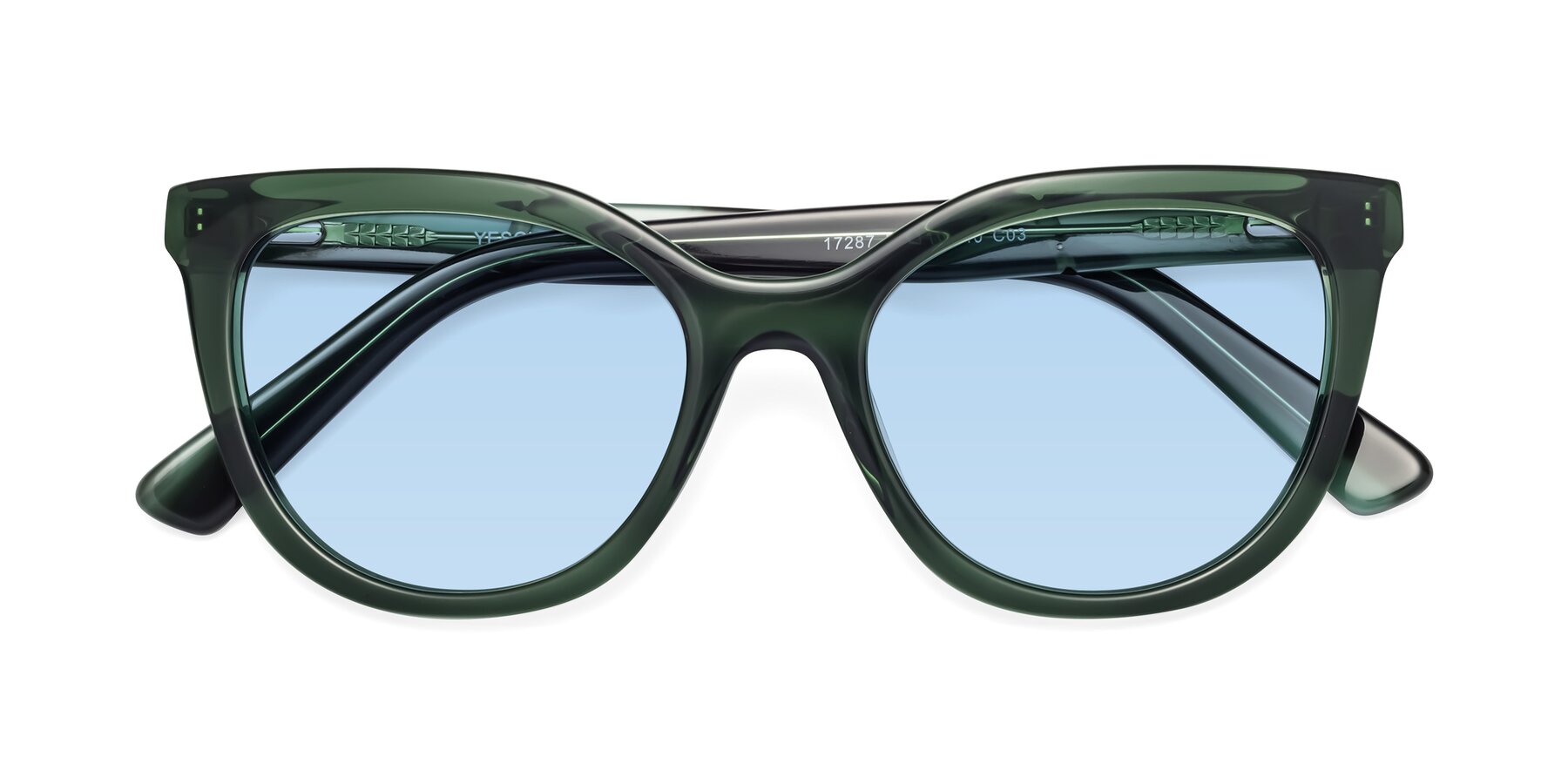 Folded Front of 17287 in Translucent Green with Light Blue Tinted Lenses