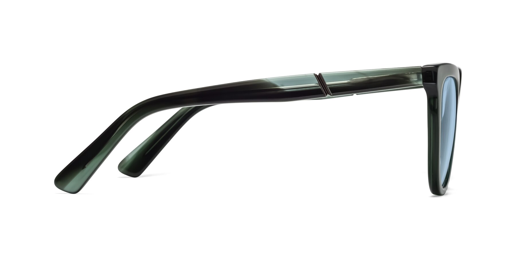 Side of 17287 in Translucent Green with Light Blue Tinted Lenses