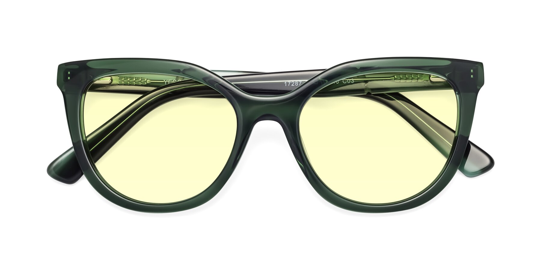 Folded Front of 17287 in Translucent Green with Light Yellow Tinted Lenses