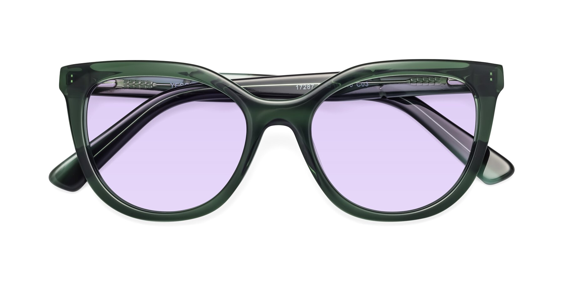 Folded Front of 17287 in Translucent Green with Light Purple Tinted Lenses