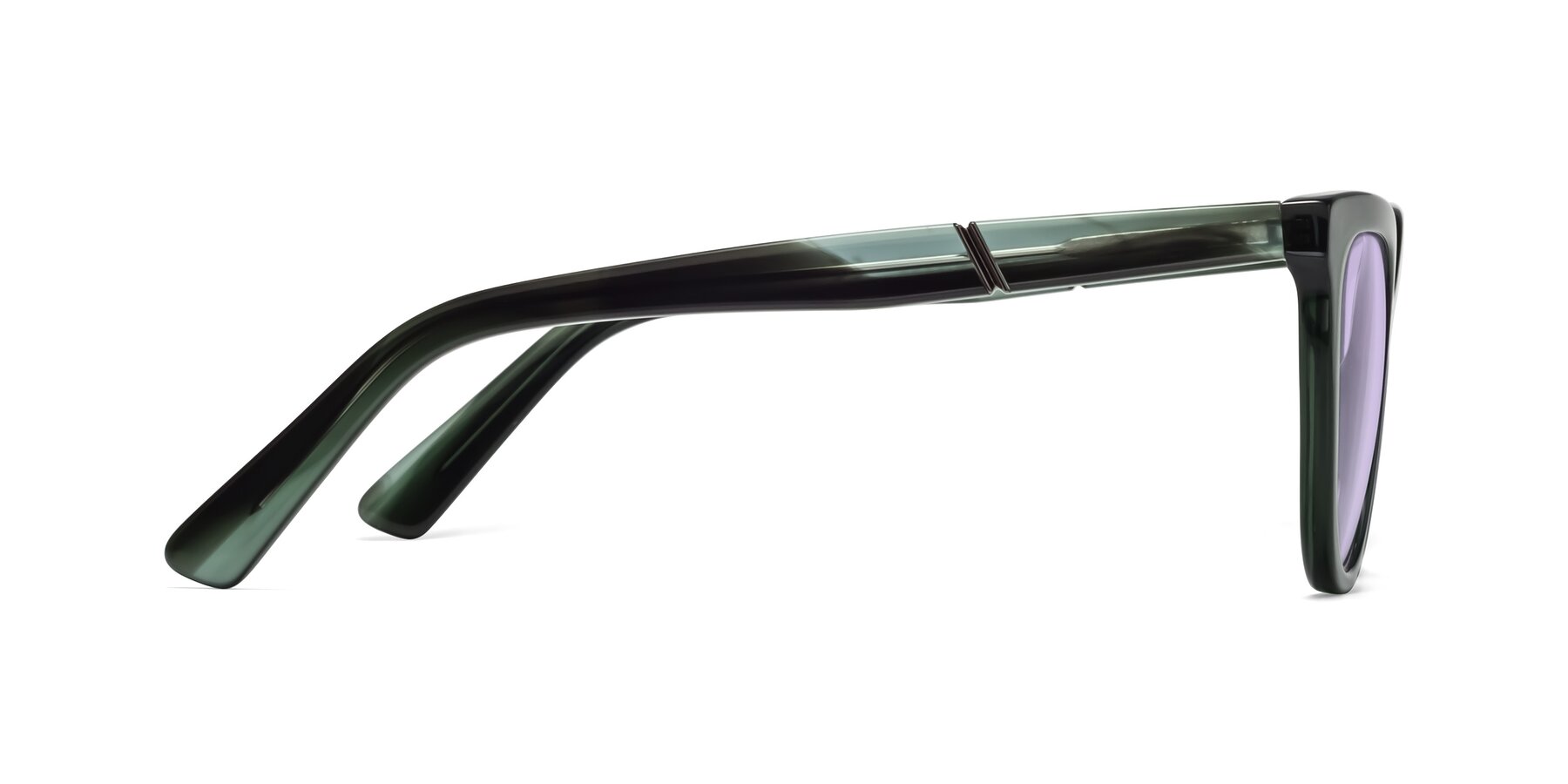 Side of 17287 in Translucent Green with Light Purple Tinted Lenses