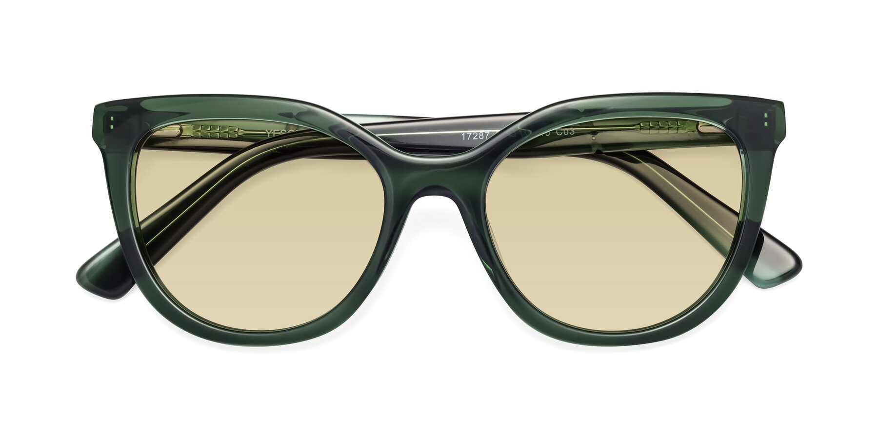 Folded Front of 17287 in Translucent Green with Light Champagne Tinted Lenses