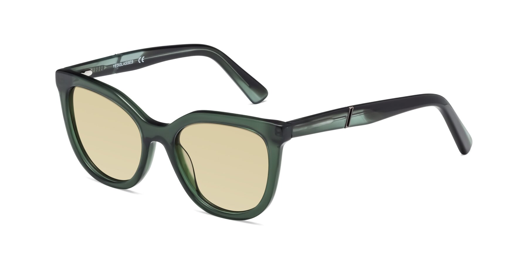 Angle of 17287 in Translucent Green with Light Champagne Tinted Lenses