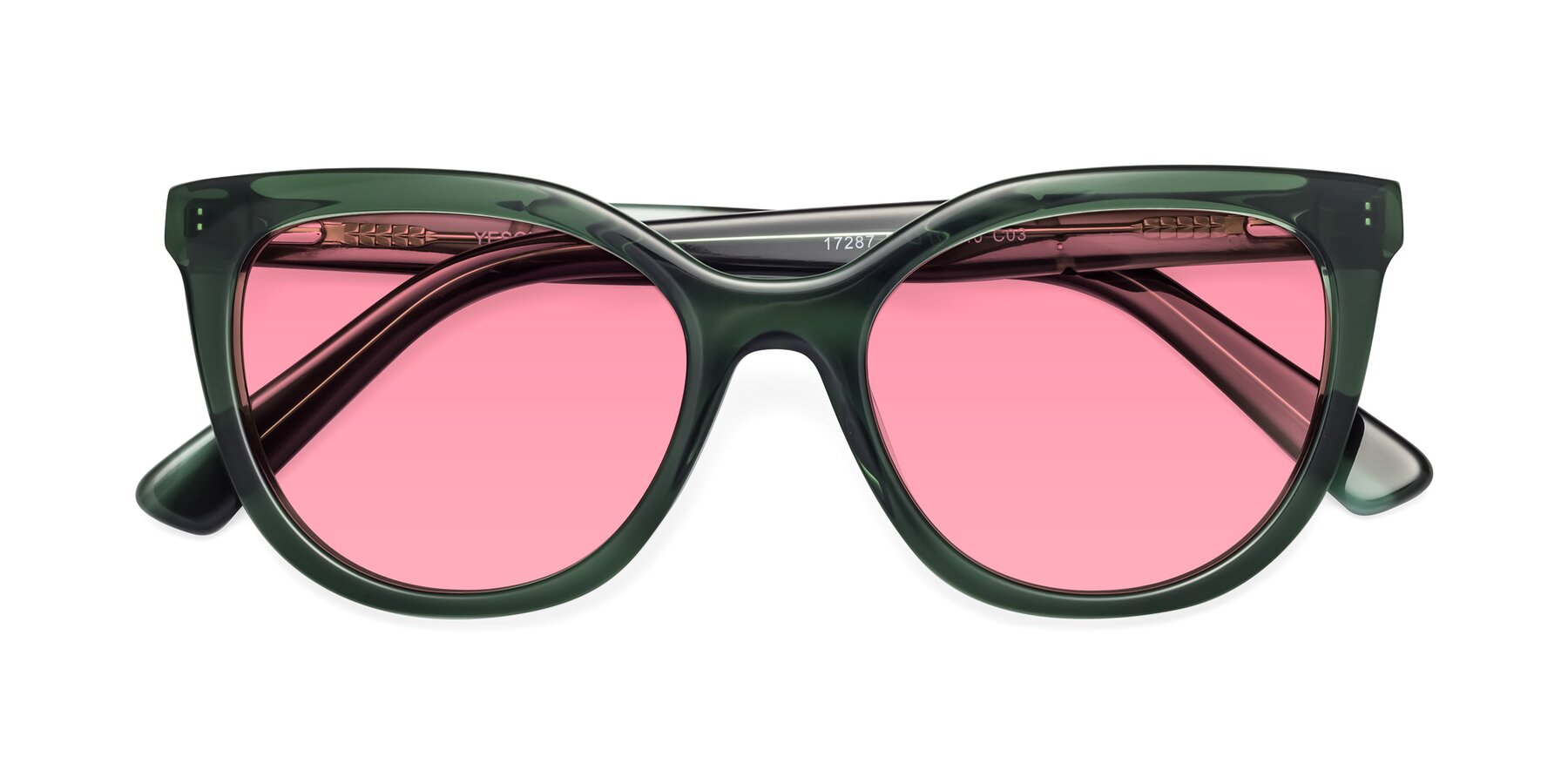 Folded Front of 17287 in Translucent Green with Pink Tinted Lenses