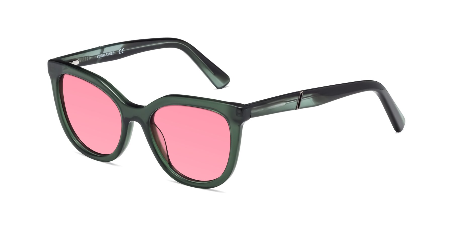 Angle of 17287 in Translucent Green with Pink Tinted Lenses
