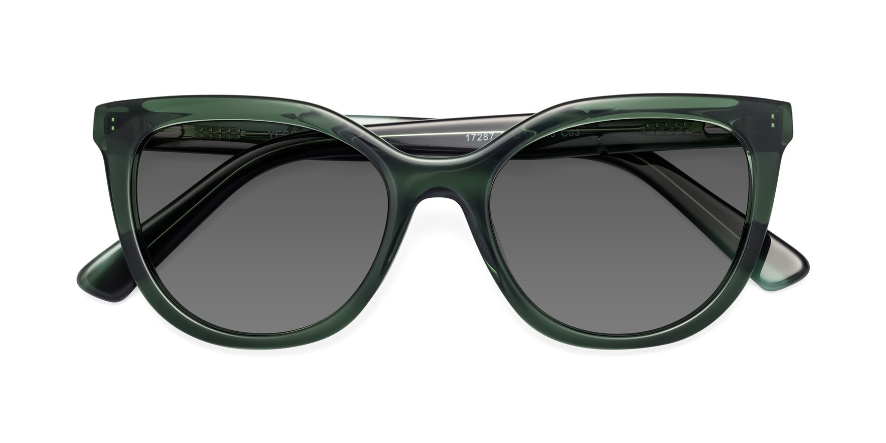Folded Front of 17287 in Translucent Green with Medium Gray Tinted Lenses