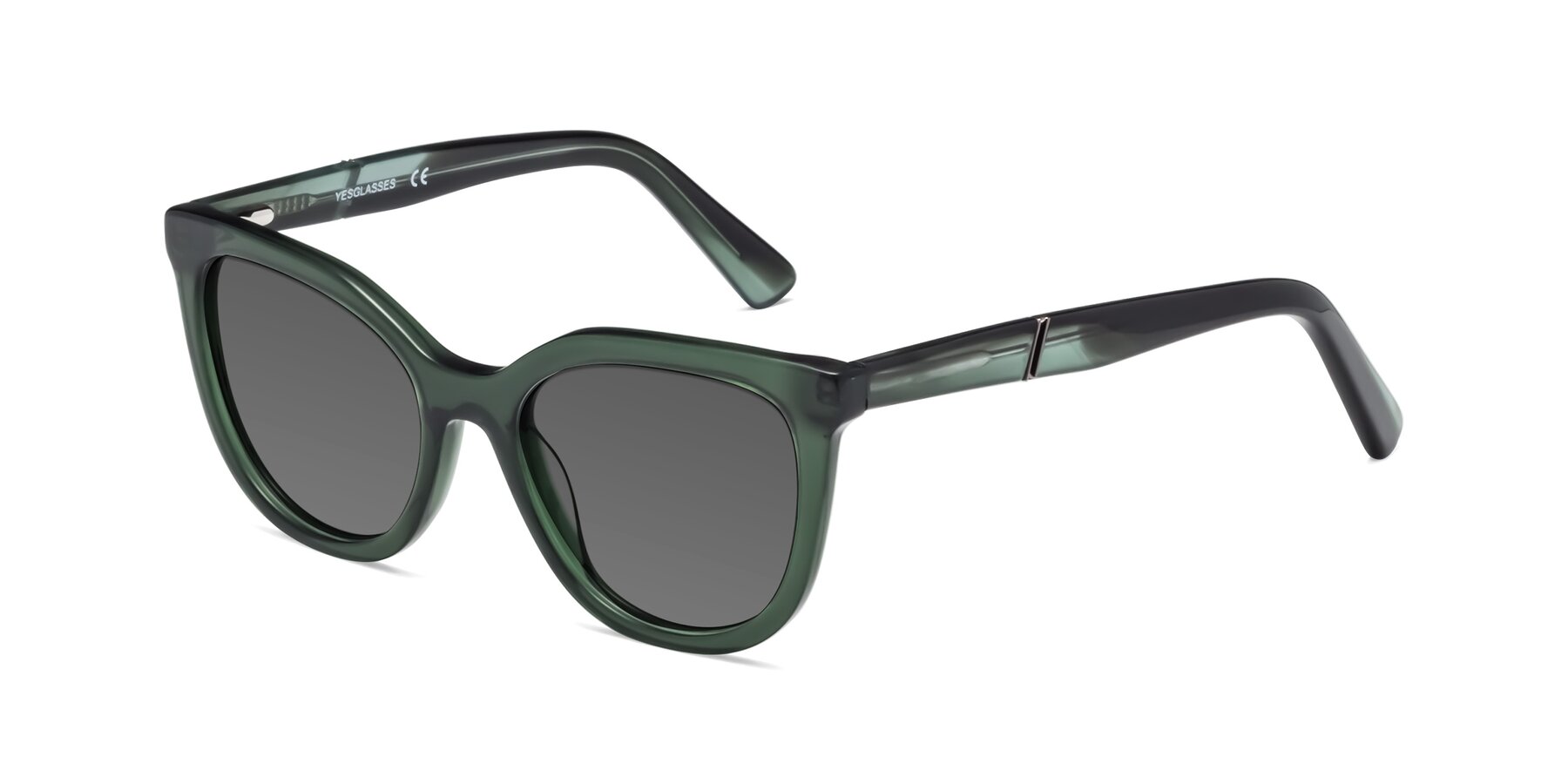 Angle of 17287 in Translucent Green with Medium Gray Tinted Lenses