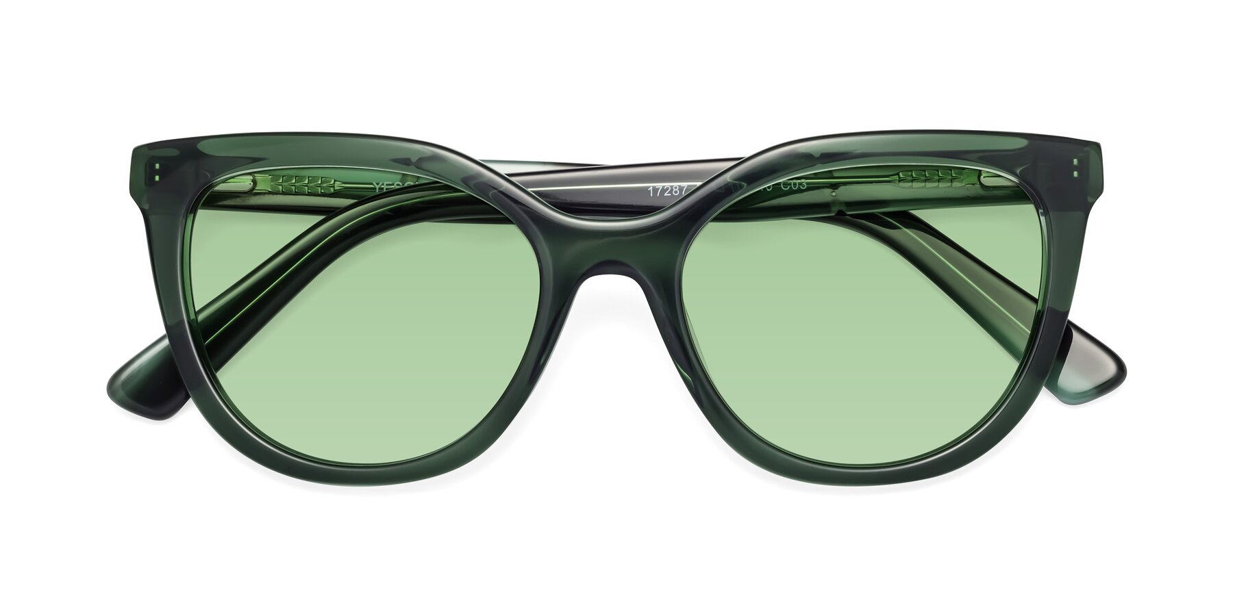 Folded Front of 17287 in Translucent Green with Medium Green Tinted Lenses