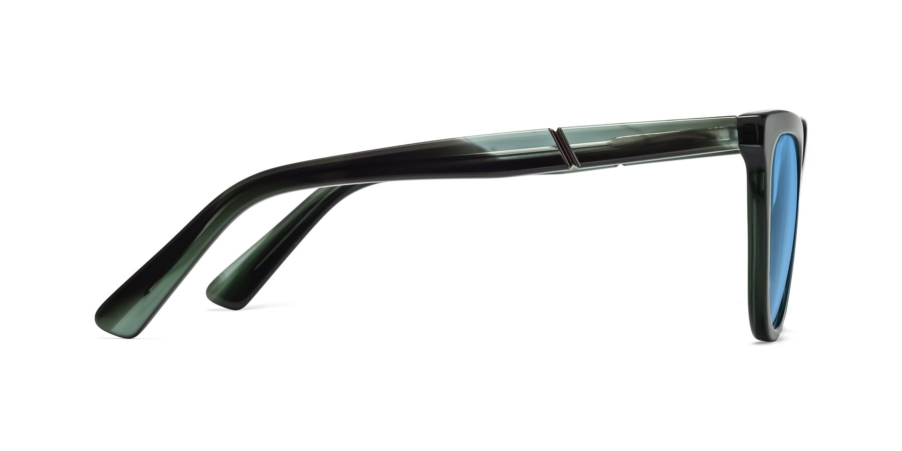 Side of 17287 in Translucent Green with Medium Blue Tinted Lenses