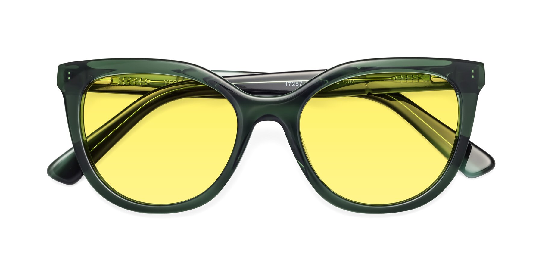 Folded Front of 17287 in Translucent Green with Medium Yellow Tinted Lenses