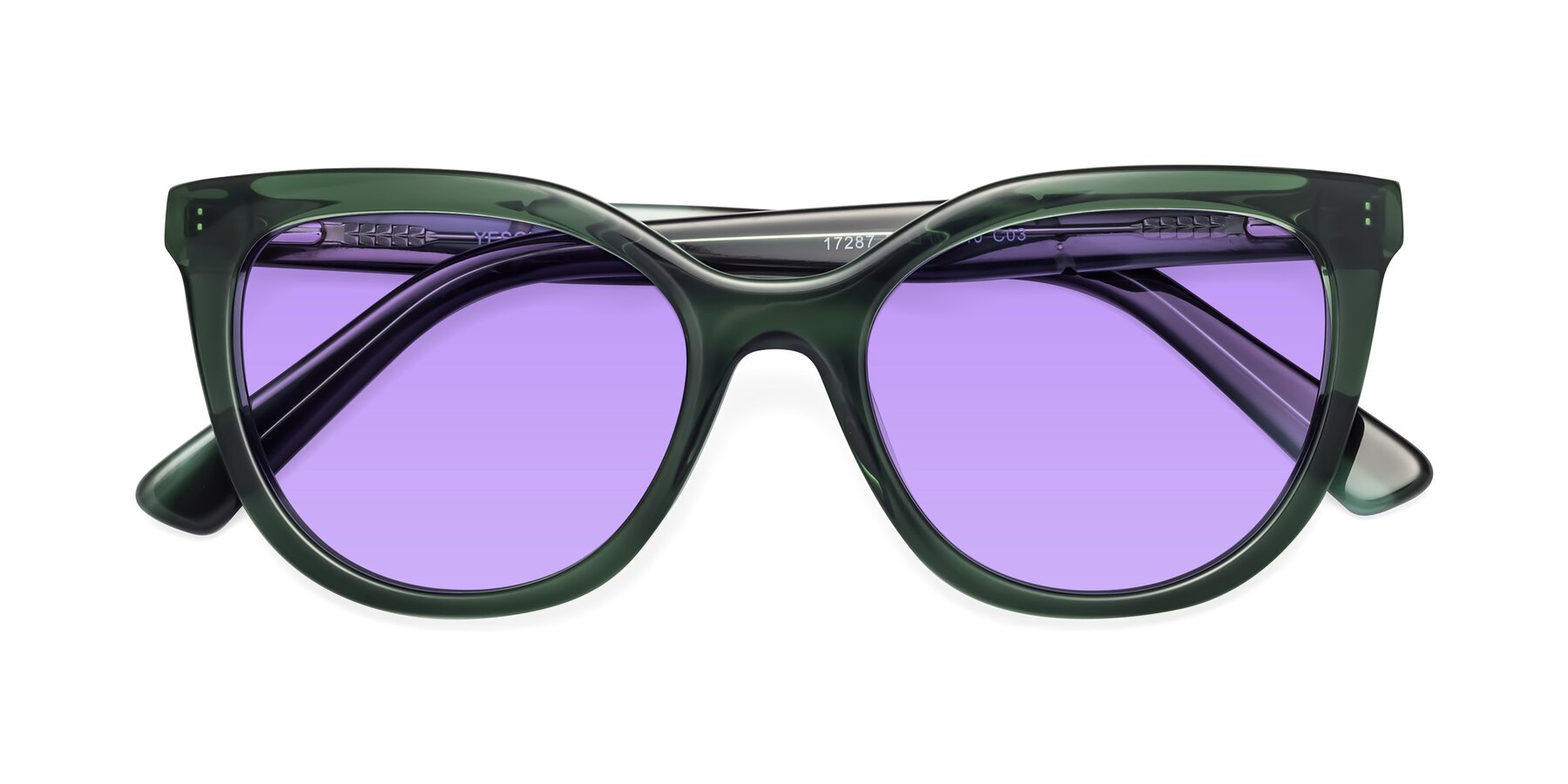 Folded Front of 17287 in Translucent Green with Medium Purple Tinted Lenses