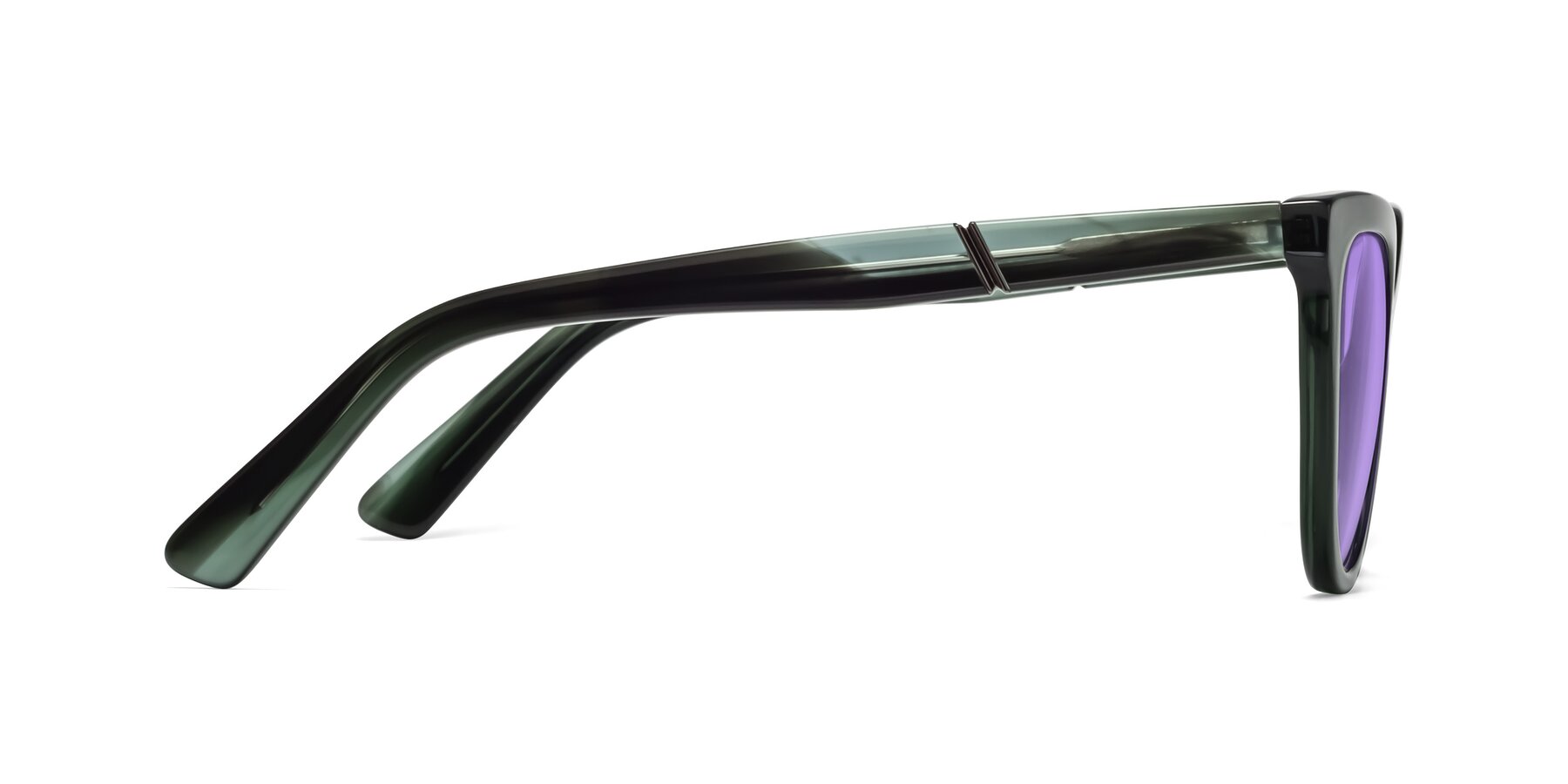 Side of 17287 in Translucent Green with Medium Purple Tinted Lenses