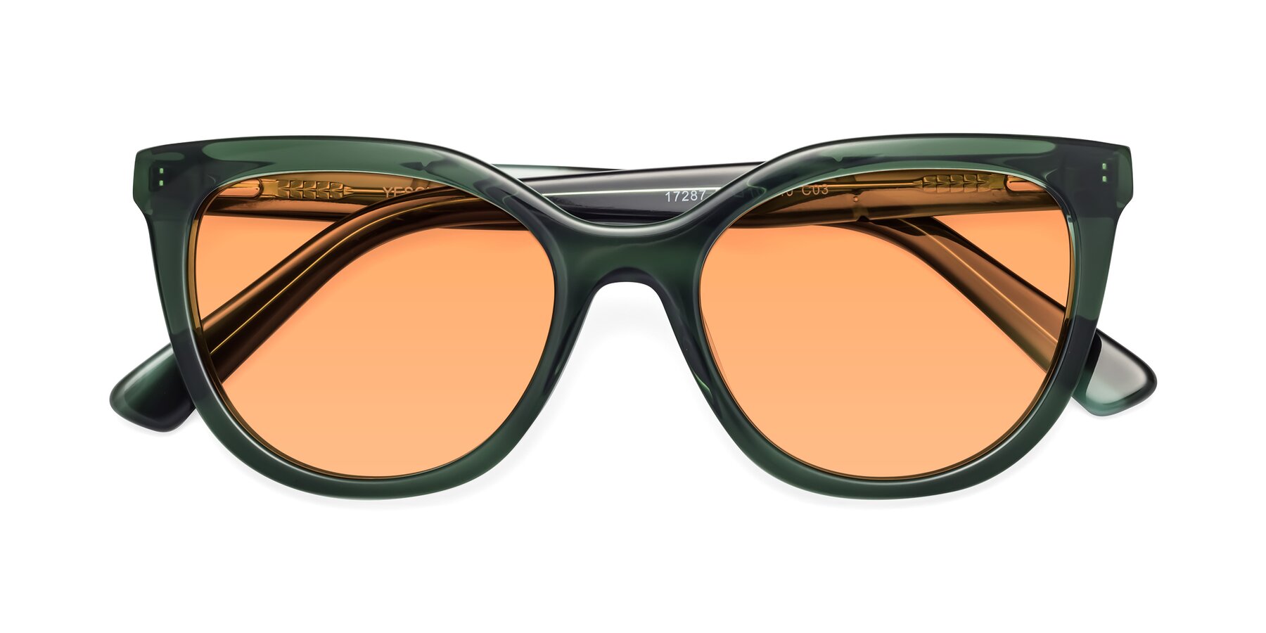 Folded Front of 17287 in Translucent Green with Medium Orange Tinted Lenses