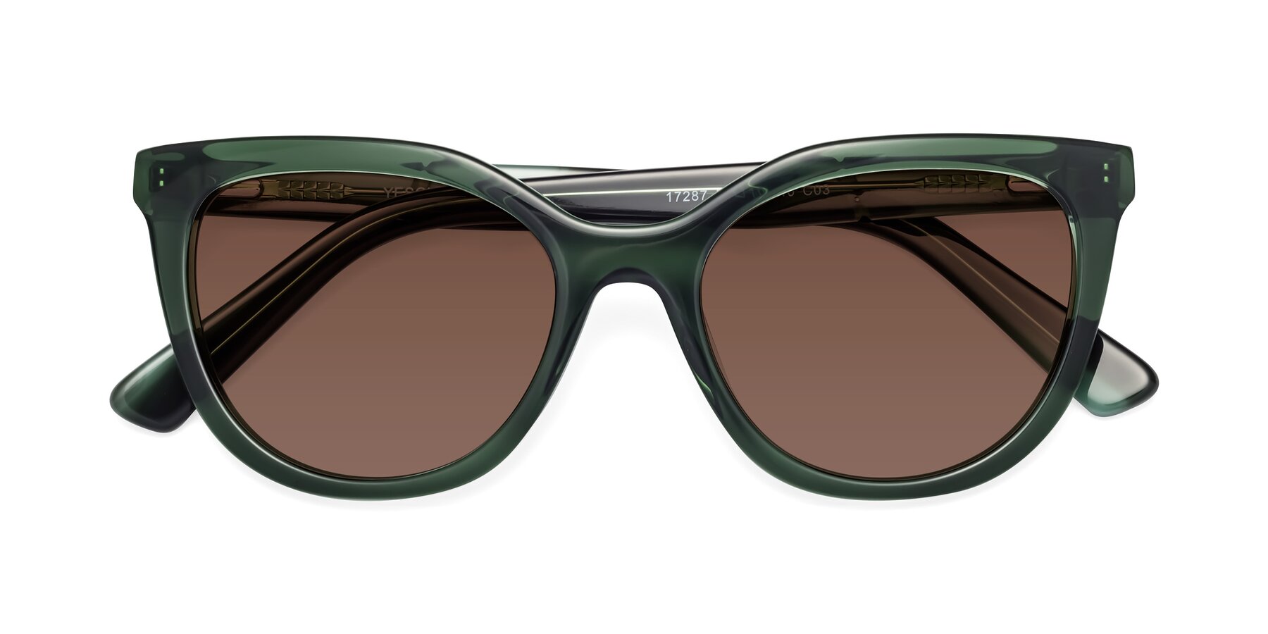 Folded Front of 17287 in Translucent Green with Brown Tinted Lenses