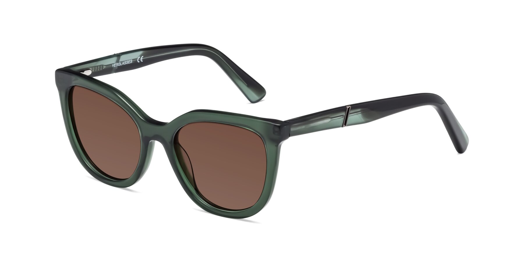 Angle of 17287 in Translucent Green with Brown Tinted Lenses