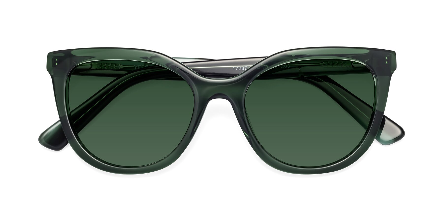 Folded Front of 17287 in Translucent Green with Green Tinted Lenses