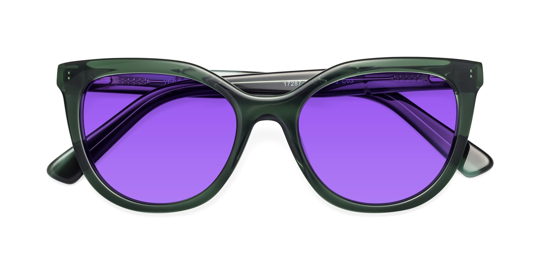 Folded Front of 17287 in Translucent Green with Purple Tinted Lenses