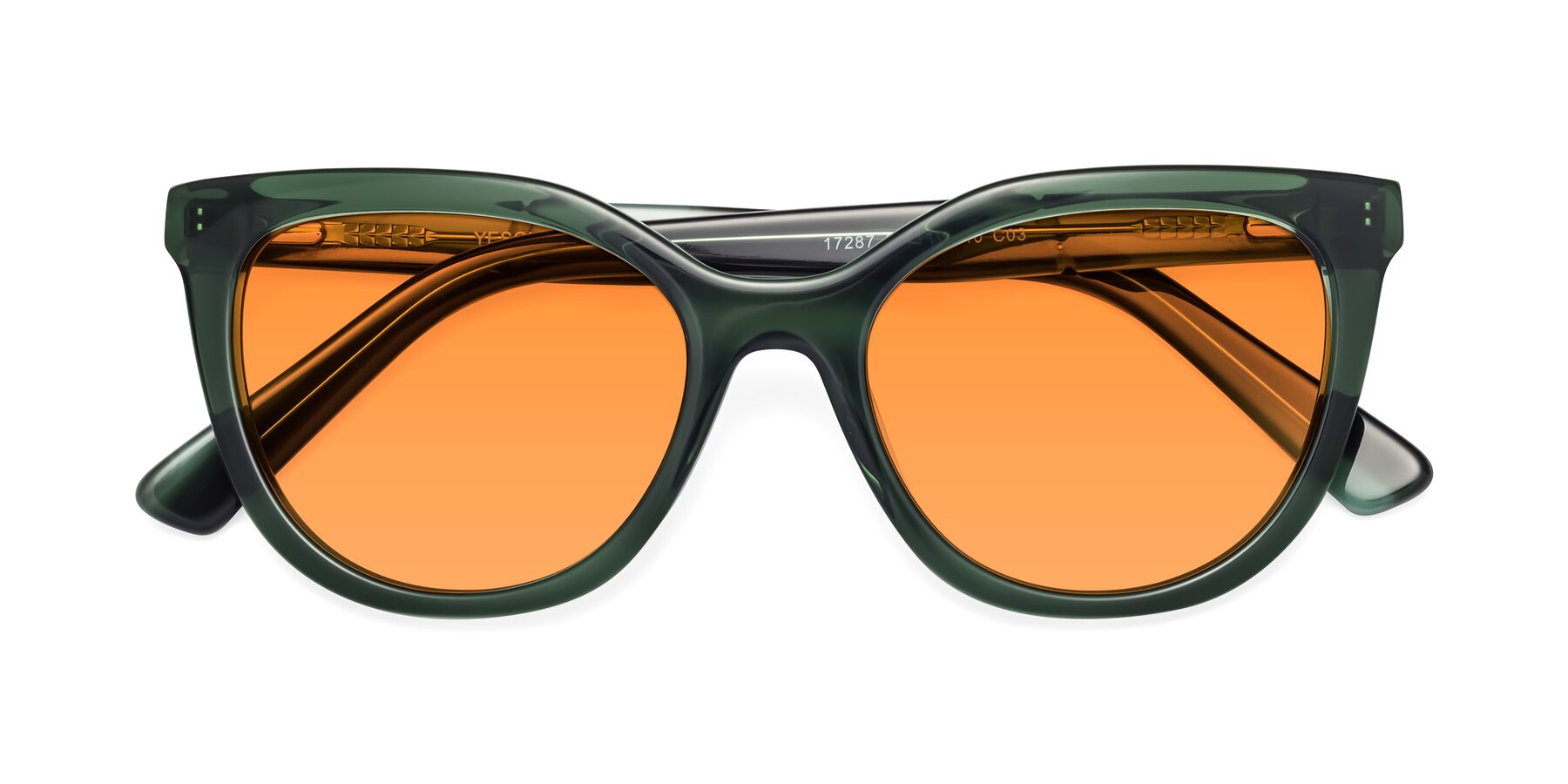 Folded Front of 17287 in Translucent Green with Orange Tinted Lenses