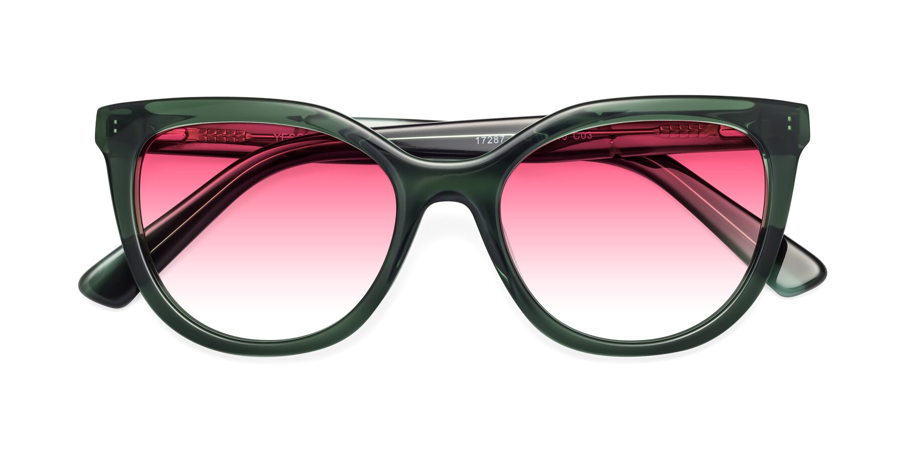Folded Front of 17287 in Translucent Green with Pink Gradient Lenses