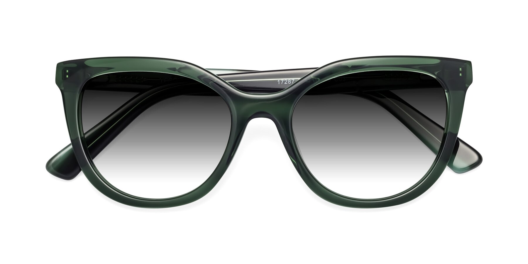 Folded Front of 17287 in Translucent Green with Gray Gradient Lenses