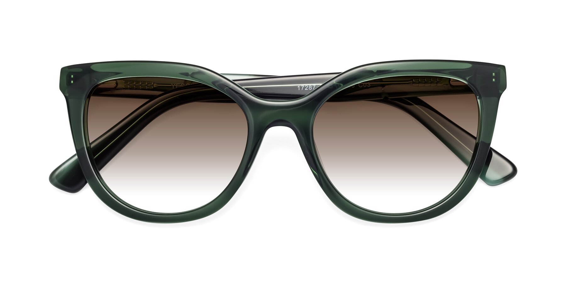 Folded Front of 17287 in Translucent Green with Brown Gradient Lenses