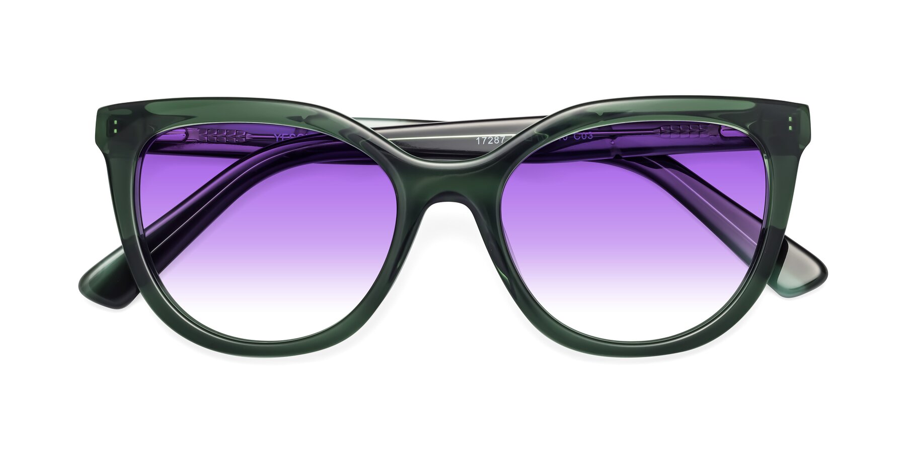 Folded Front of 17287 in Translucent Green with Purple Gradient Lenses