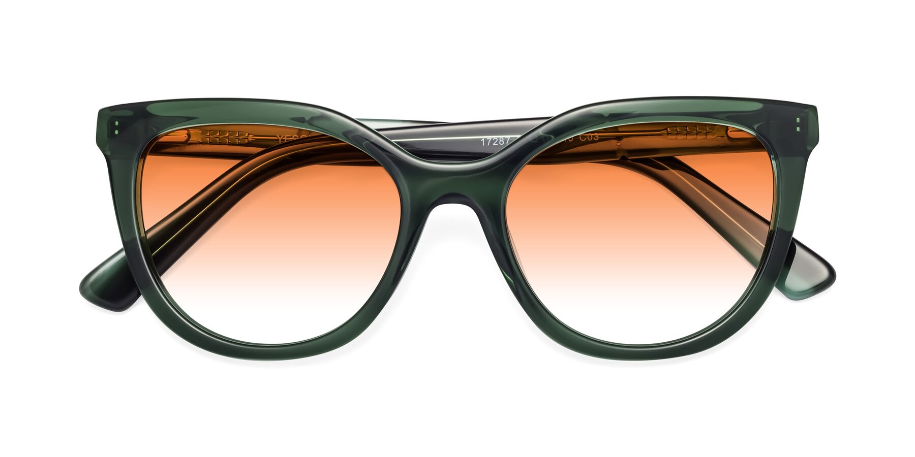 Folded Front of 17287 in Translucent Green with Orange Gradient Lenses