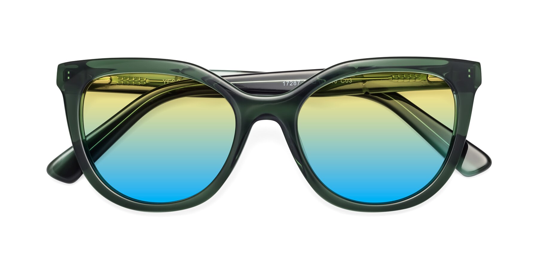 Folded Front of 17287 in Translucent Green with Yellow / Blue Gradient Lenses