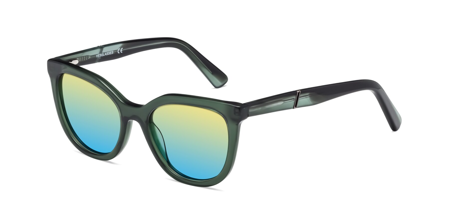 Angle of 17287 in Translucent Green with Yellow / Blue Gradient Lenses