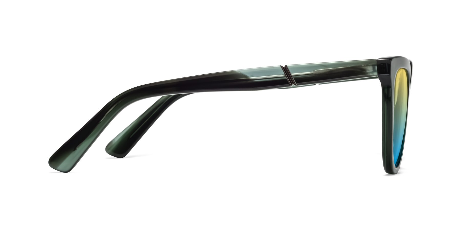 Side of 17287 in Translucent Green with Yellow / Blue Gradient Lenses