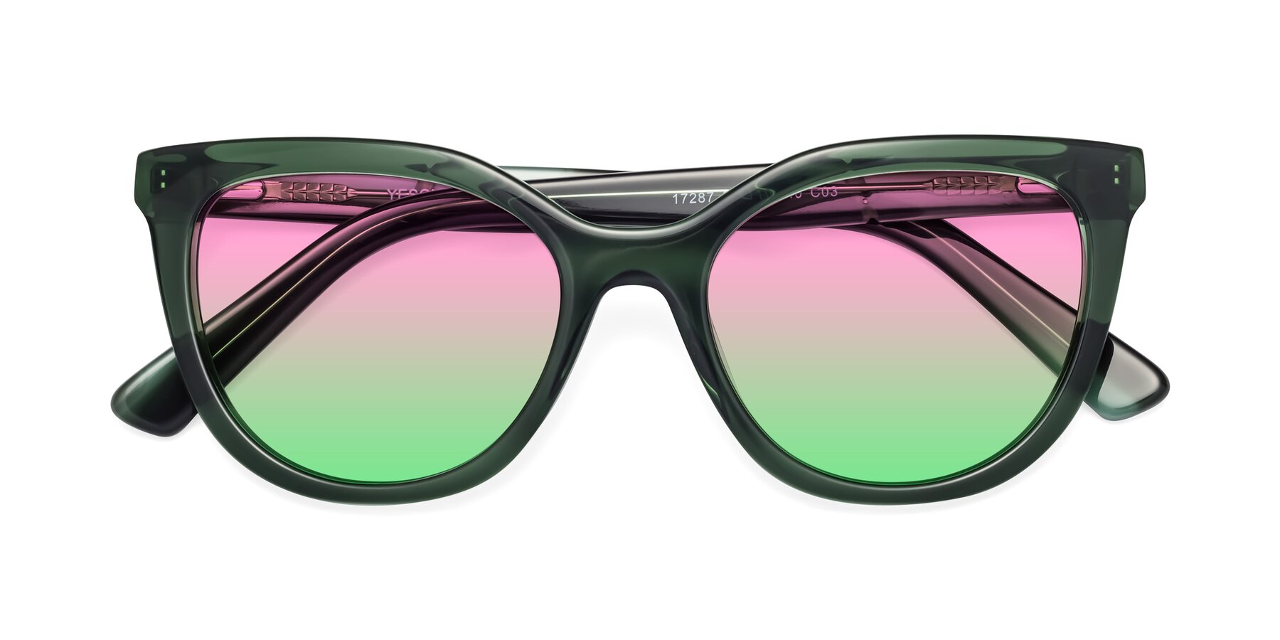 Folded Front of 17287 in Translucent Green with Pink / Green Gradient Lenses