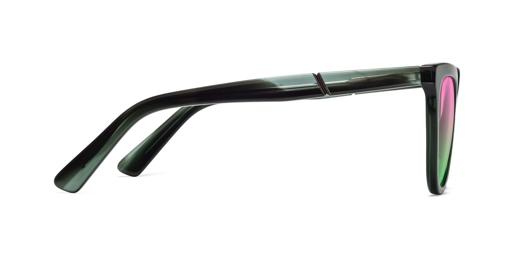 Side of 17287 in Translucent Green with Pink / Green Gradient Lenses