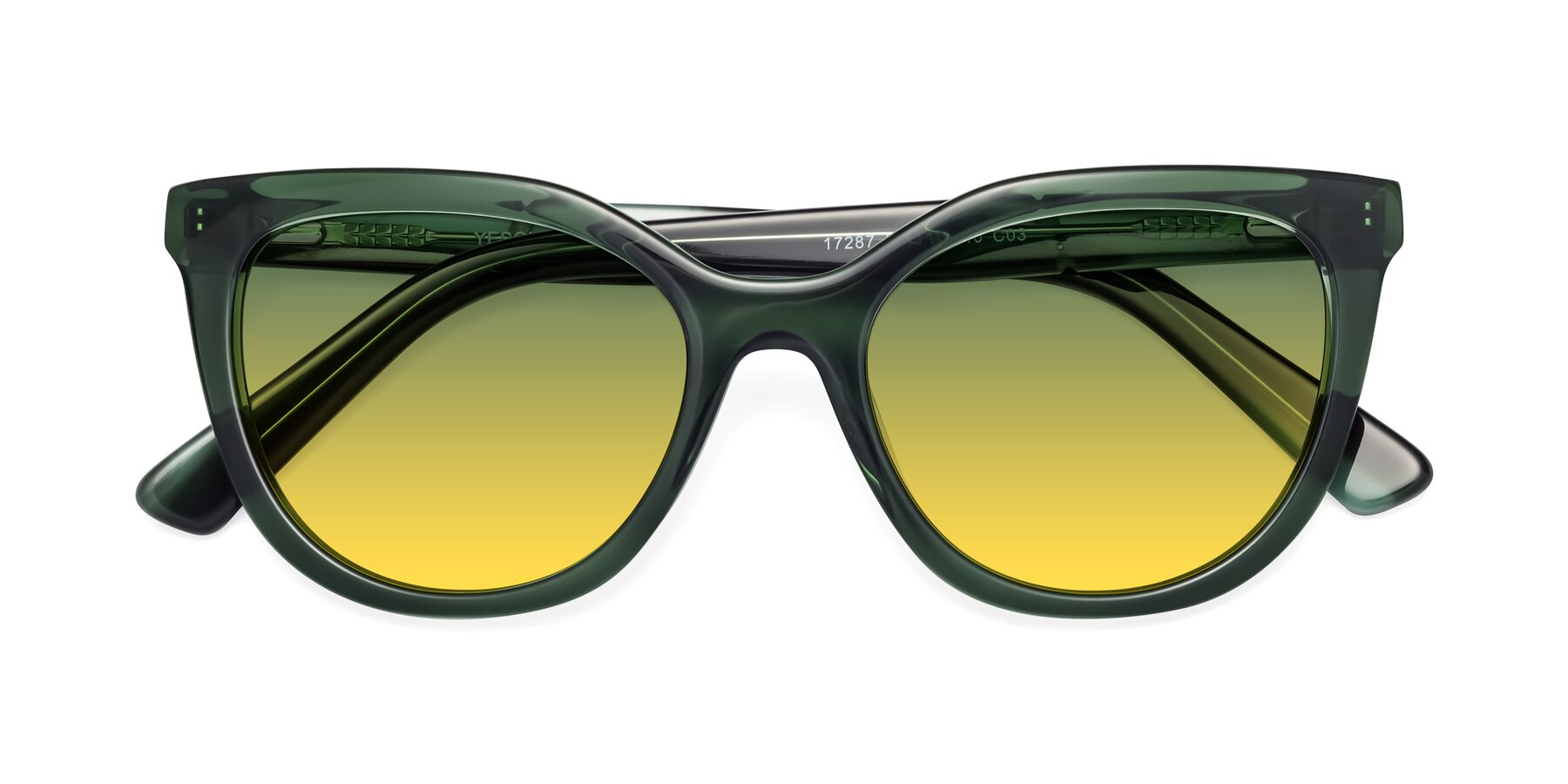 Folded Front of 17287 in Translucent Green with Green / Yellow Gradient Lenses