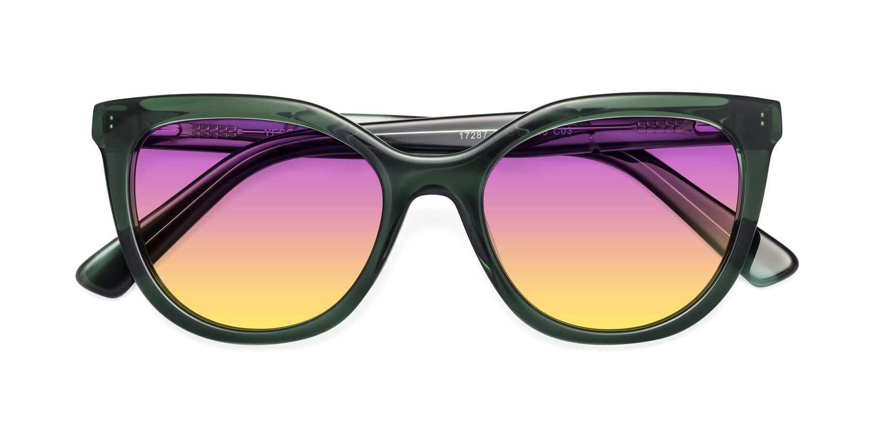 Folded Front of 17287 in Translucent Green with Purple / Yellow Gradient Lenses