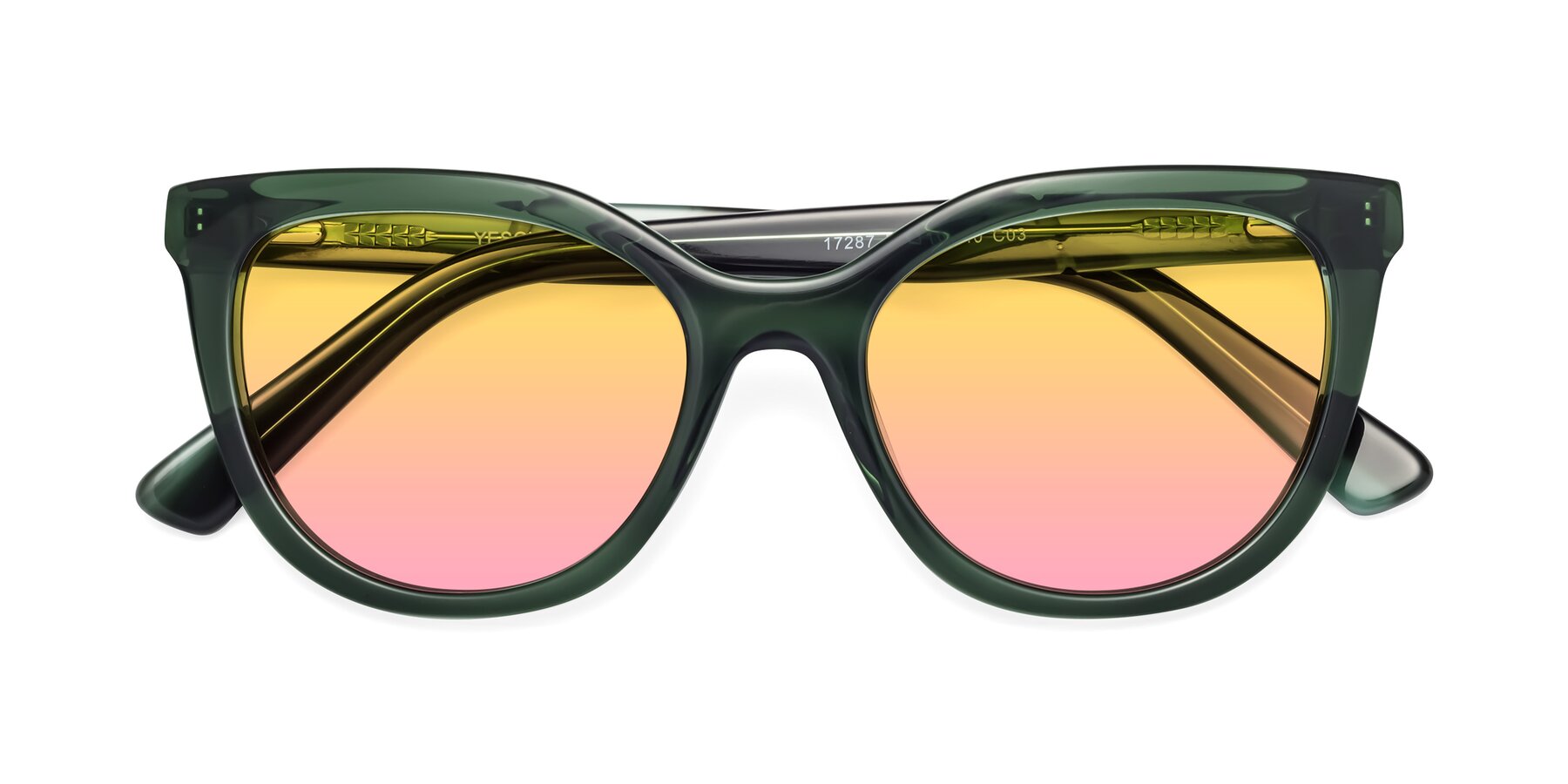 Folded Front of 17287 in Translucent Green with Yellow / Pink Gradient Lenses