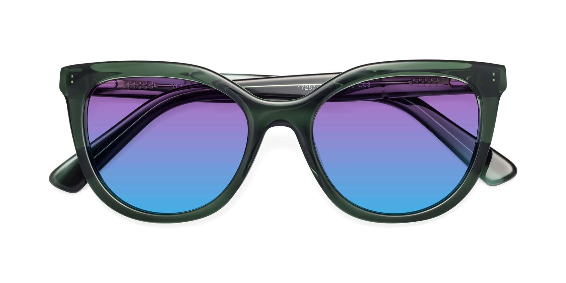 Folded Front of 17287 in Translucent Green with Purple / Blue Gradient Lenses
