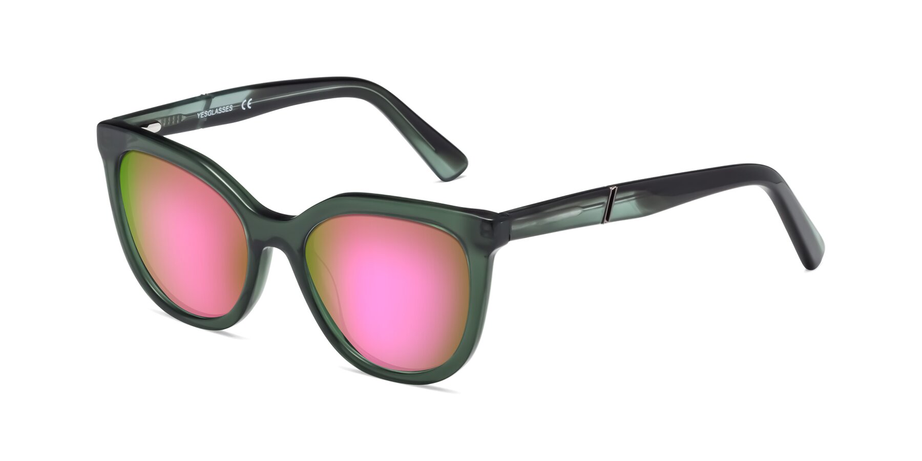 Angle of 17287 in Translucent Green with Pink Mirrored Lenses