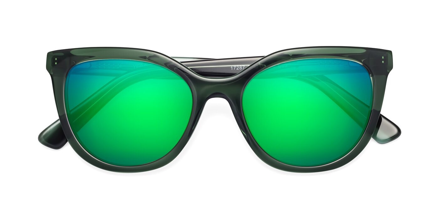 17287 - Translucent Green Flash Mirrored Sunglasses