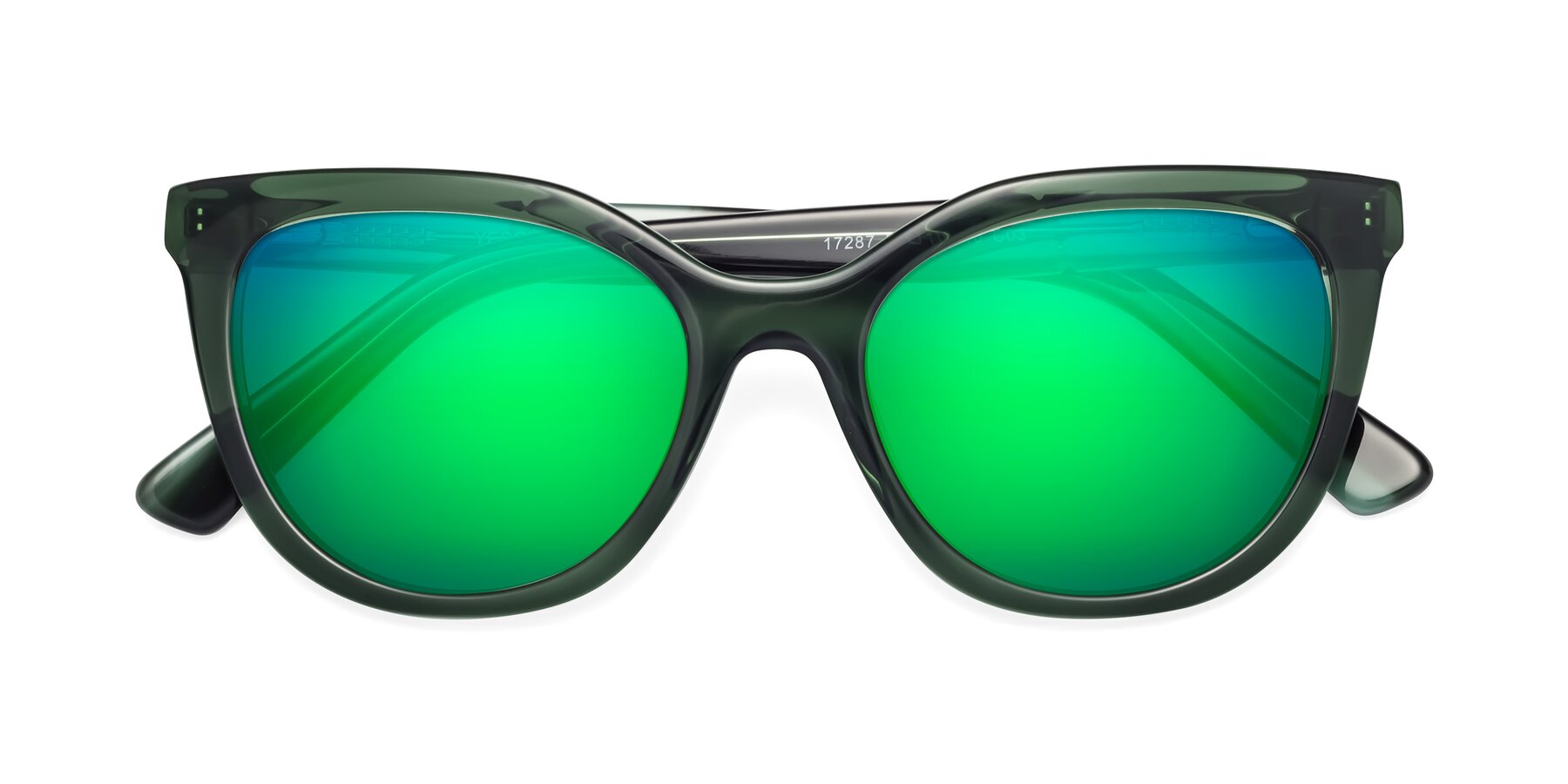 Folded Front of 17287 in Translucent Green with Green Mirrored Lenses