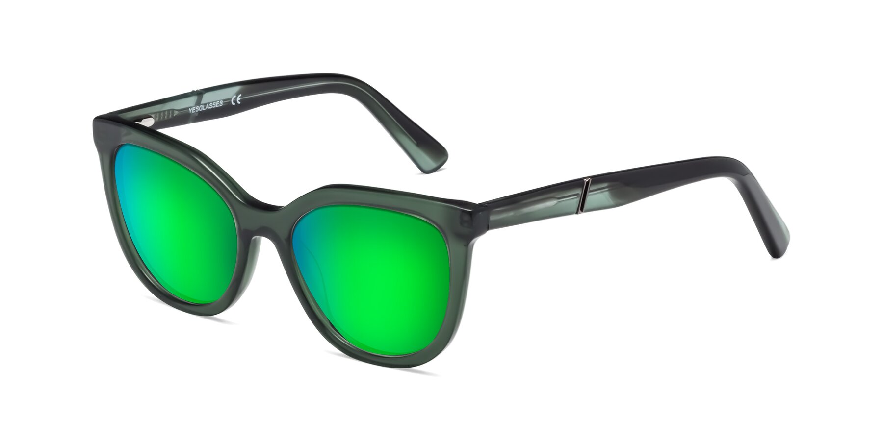 Angle of 17287 in Translucent Green with Green Mirrored Lenses
