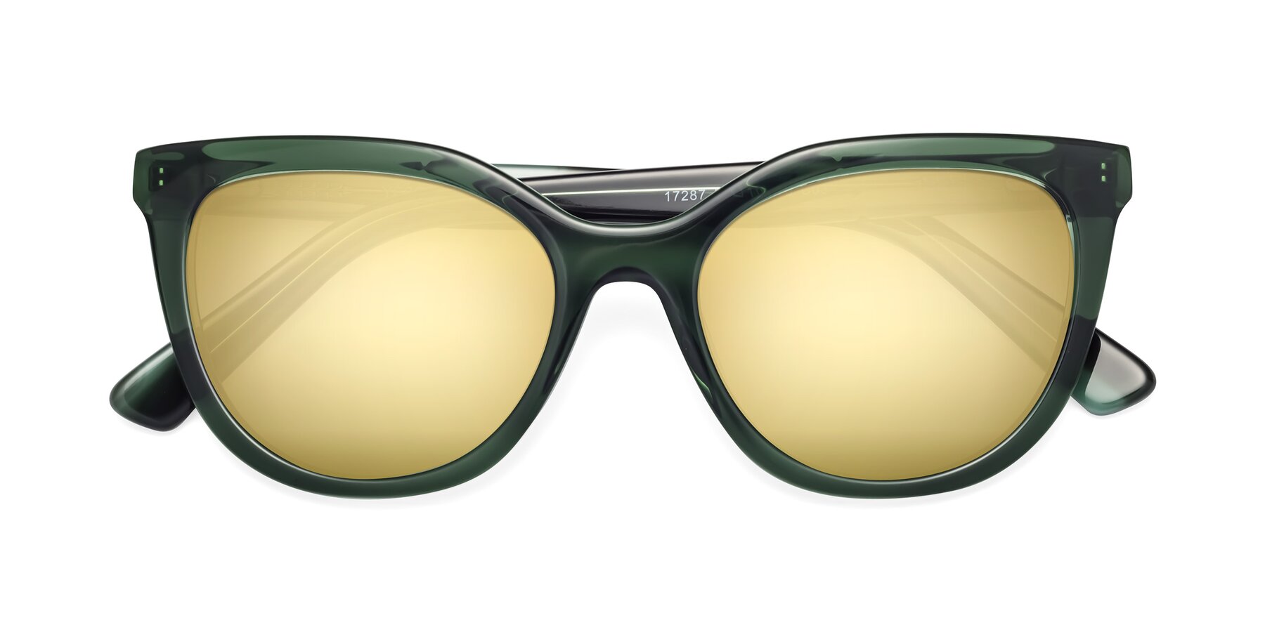 Folded Front of 17287 in Translucent Green with Gold Mirrored Lenses