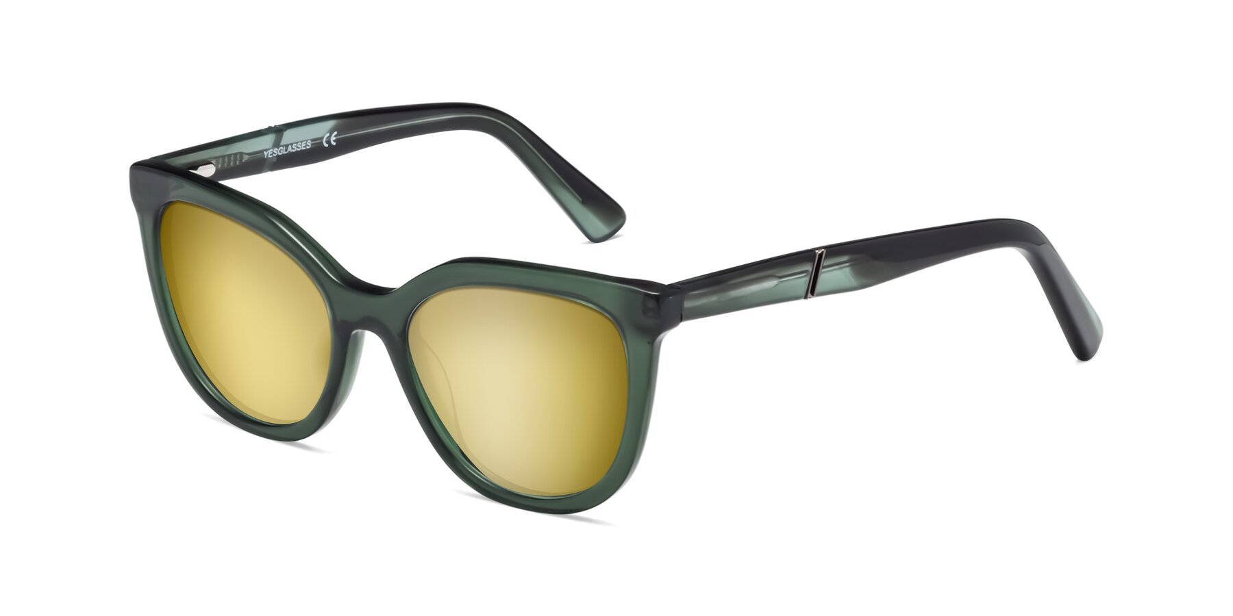 Angle of 17287 in Translucent Green with Gold Mirrored Lenses
