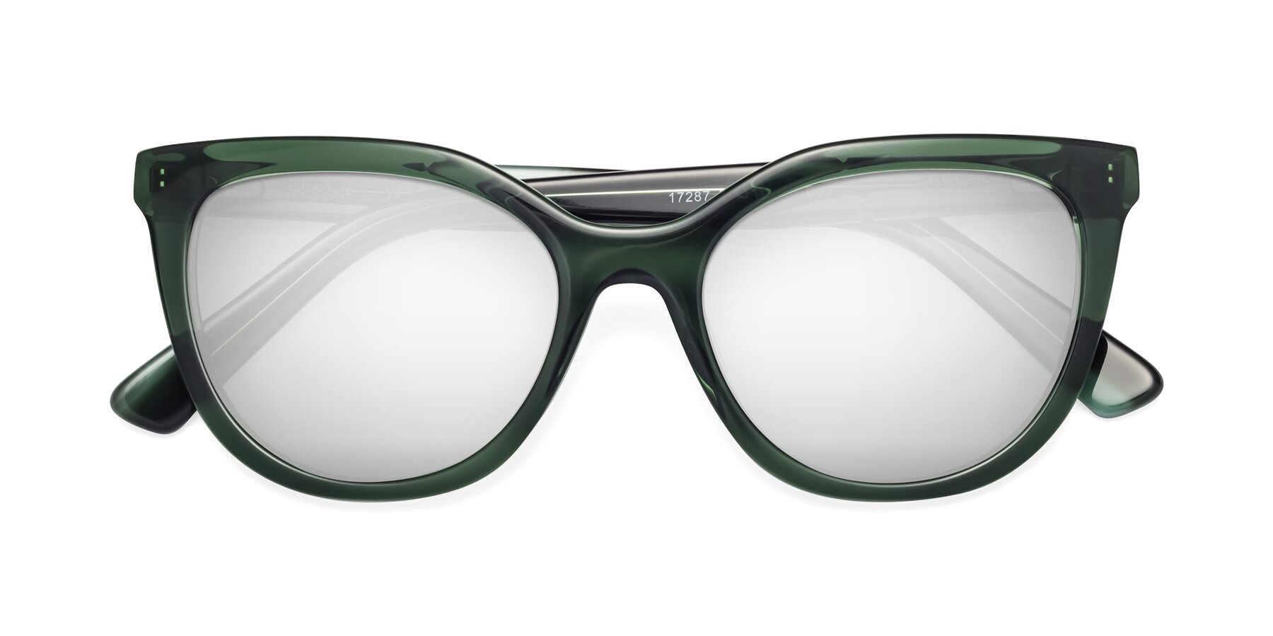 Folded Front of 17287 in Translucent Green with Silver Mirrored Lenses