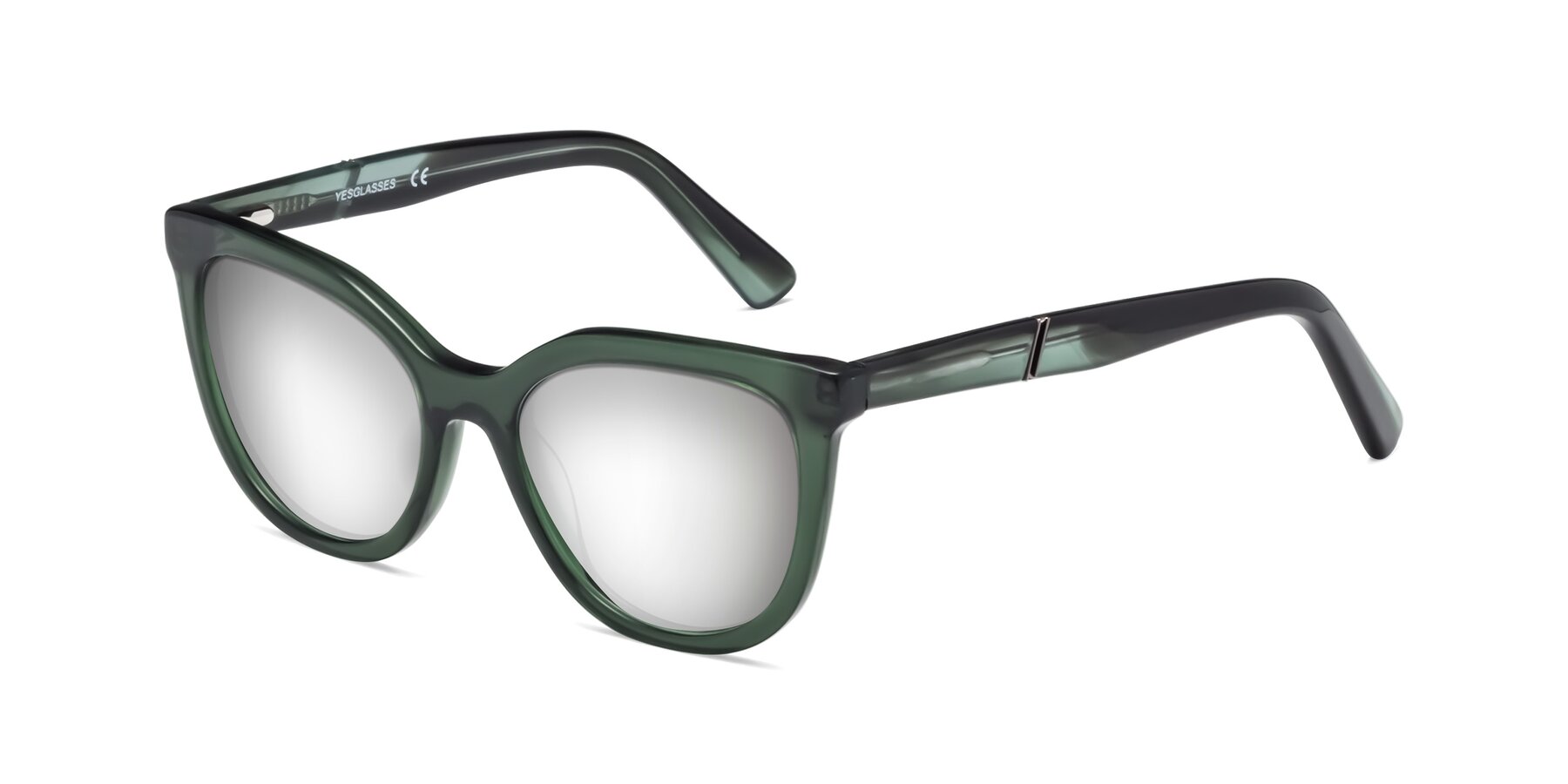 Angle of 17287 in Translucent Green with Silver Mirrored Lenses