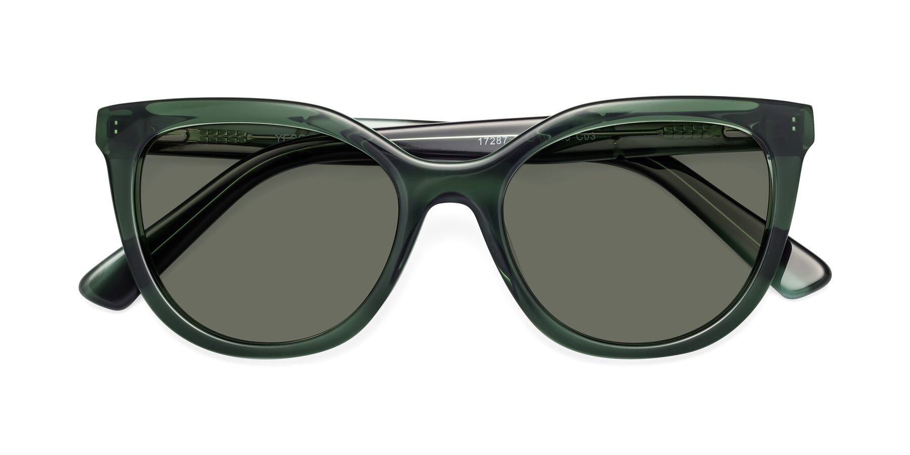 Folded Front of 17287 in Translucent Green with Gray Polarized Lenses
