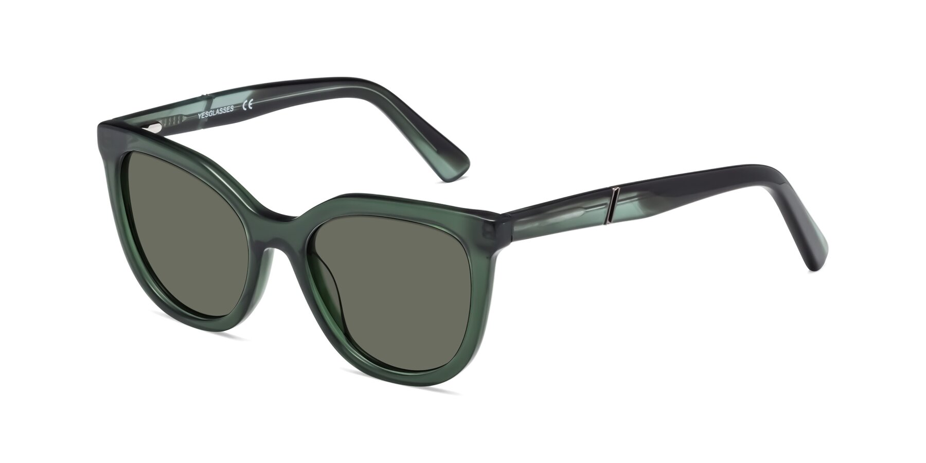 Angle of 17287 in Translucent Green with Gray Polarized Lenses