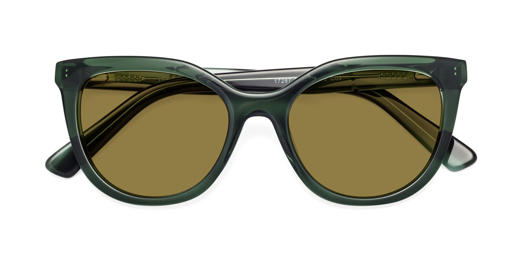 Folded Front of 17287 in Translucent Green with Brown Polarized Lenses