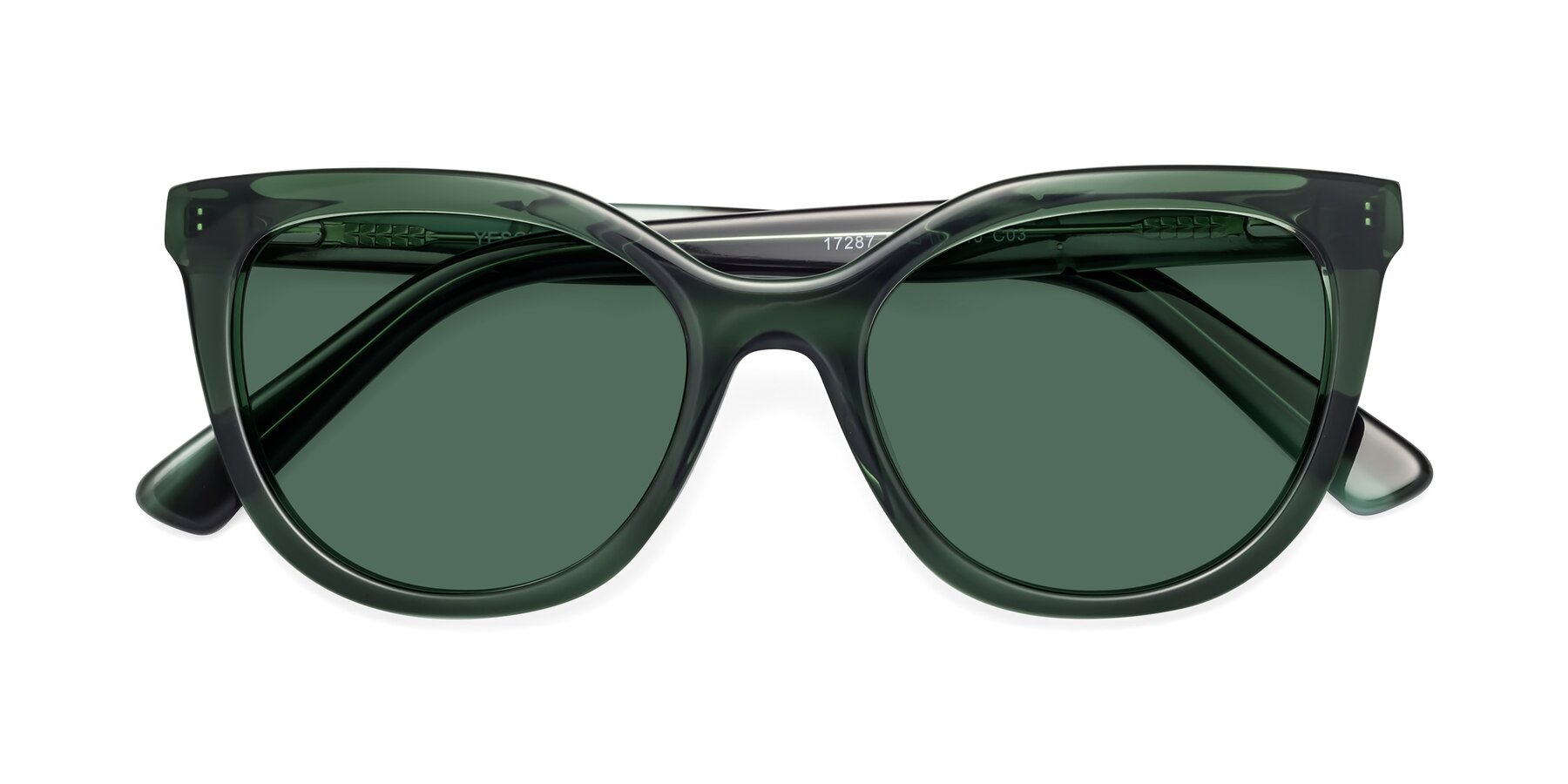 Folded Front of 17287 in Translucent Green with Green Polarized Lenses
