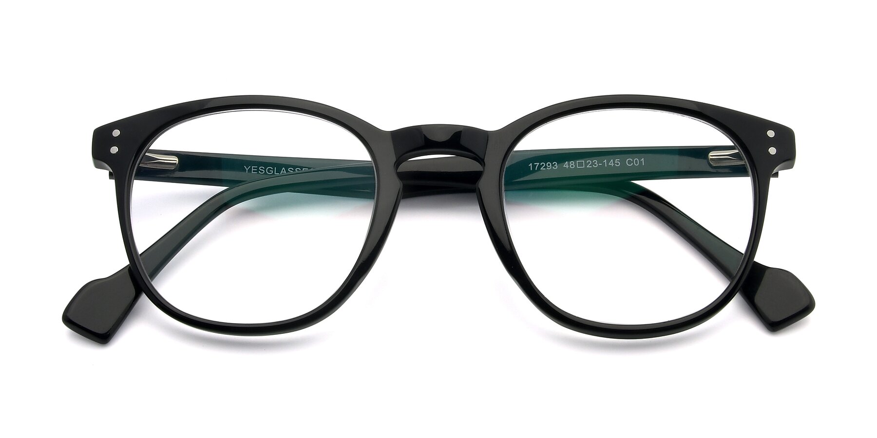 Folded Front of 17293 in Black with Clear Reading Eyeglass Lenses